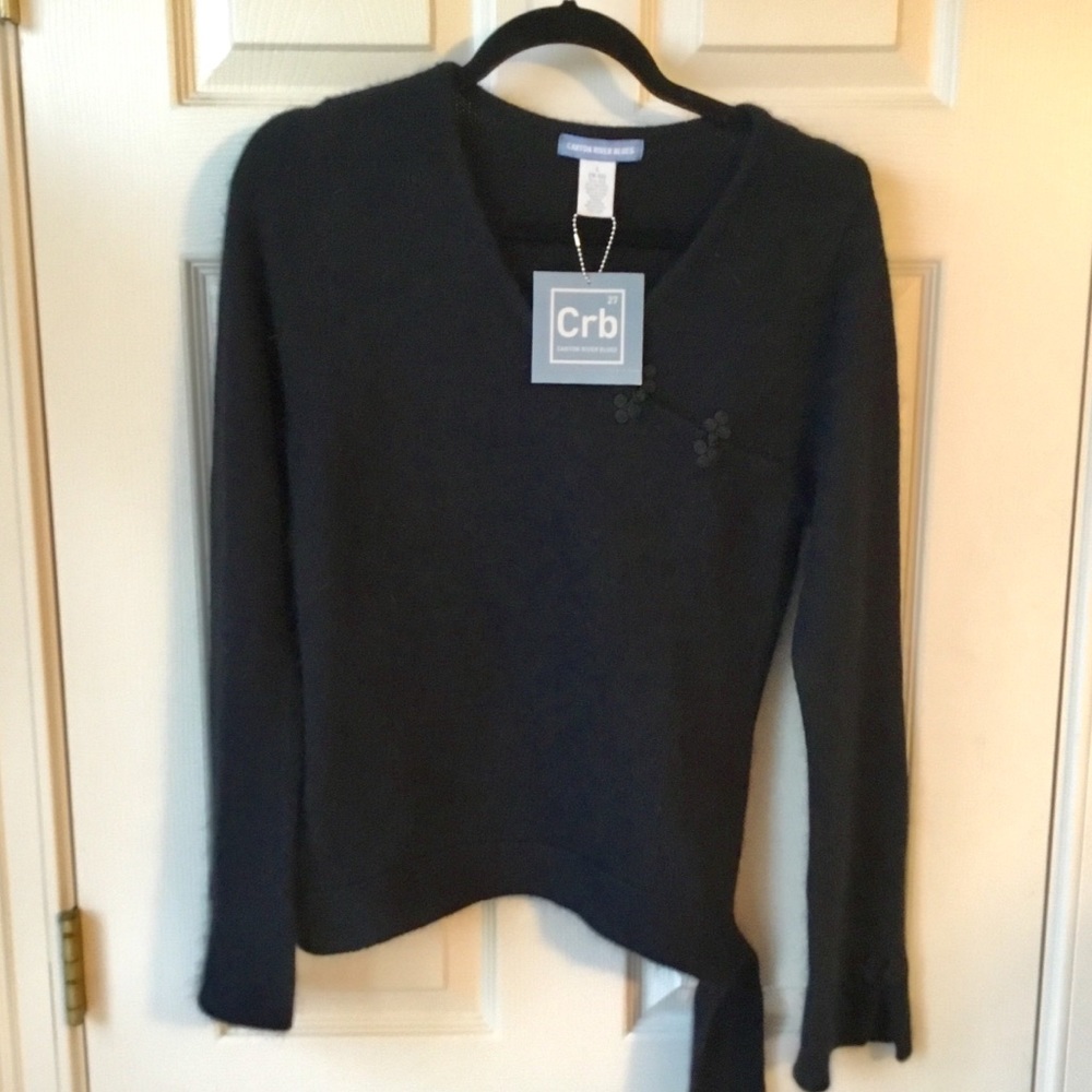 NWT Canyon River Blues Black Silk Angora Blend Sweater - Size L